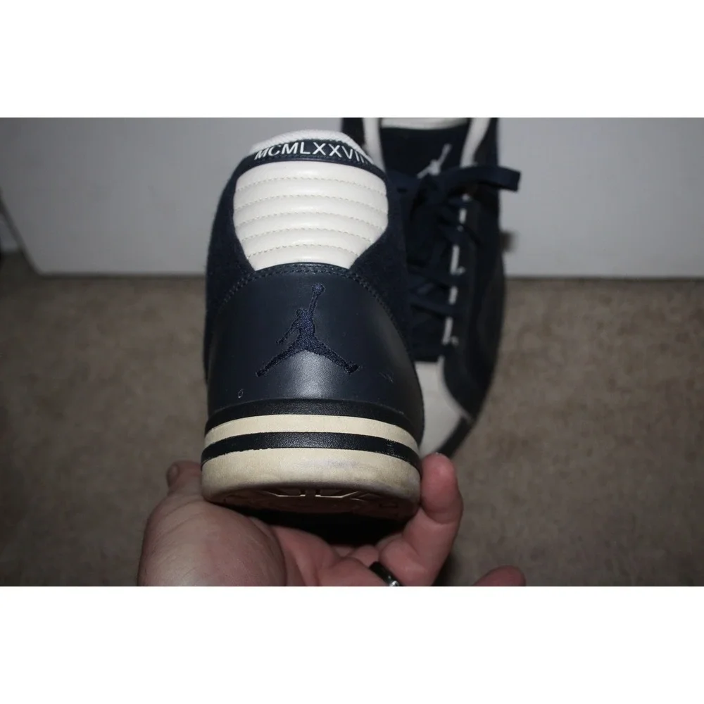 JORDAN 13 Navy Suede Cream Leather High Top Basketball Sneakers Mens